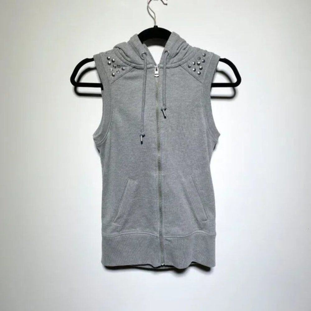 Lorna Jane Active Womens Grey Silver Studded Zipper Hood Size XS